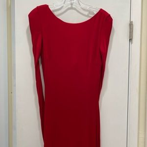 Red floor length evening gown